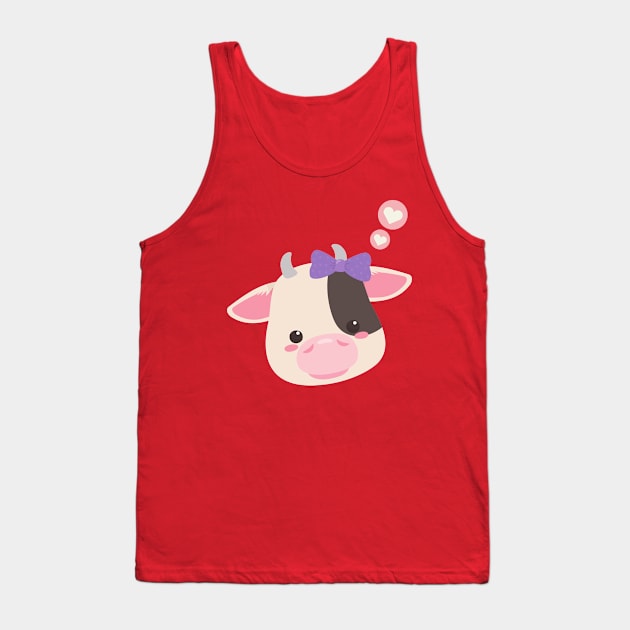 Baby Cow | Super Cute and Kawaii Pink Fluffy Calf Tank Top by OMC Designs